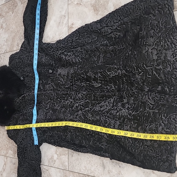 VINTAGE REAL FUR PERSIAN LAMB FOX FUR COLLAR LINED COAT EUC - Picture 13 of 15